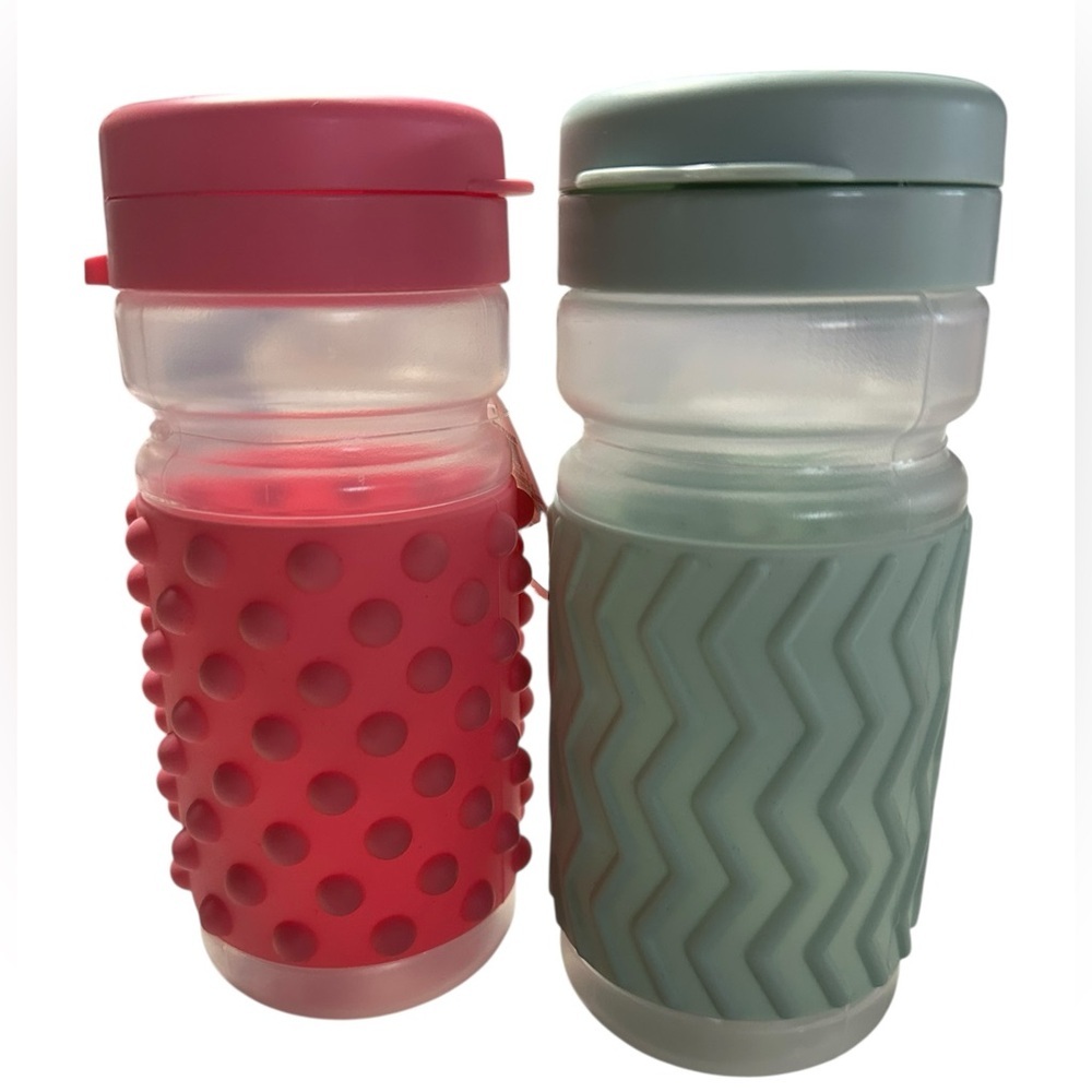 Set of 2 Target Kids Bottles with Pink and Mint Grips - Picture 2 of 2